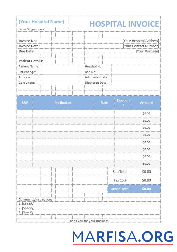 Printable Medical Invoice. real example